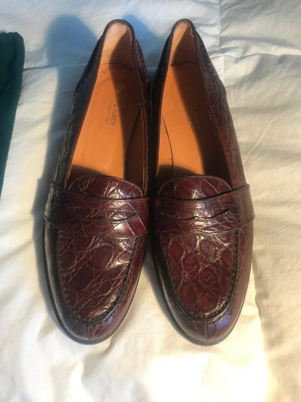 NEW Ralph Lauren Genuine US Alligator Crocodile Penny Loafers Flats Shoes 7.5 B